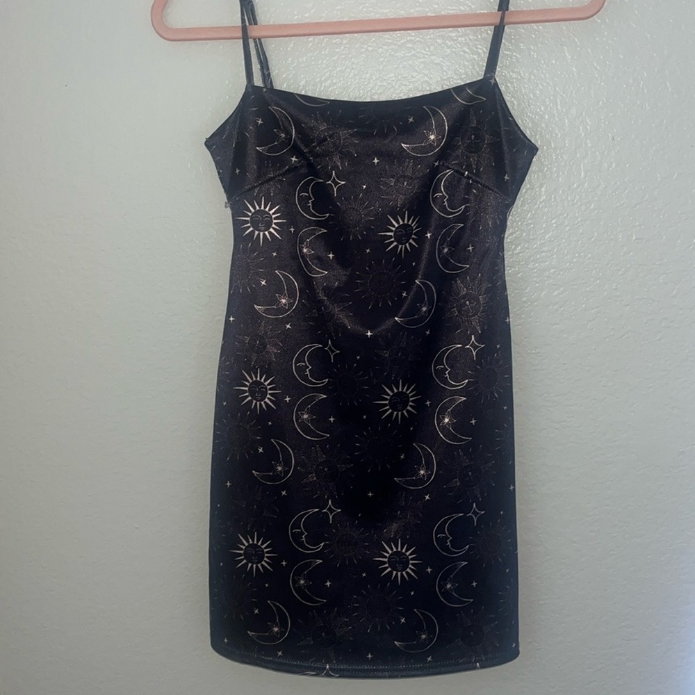 Urban Outfitters black dress with suns and moons